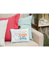 9" x 12" Easter "This Way to The Bunny Trail" Embroidered Spring Themed Small/Petite Accent Throw Pillow