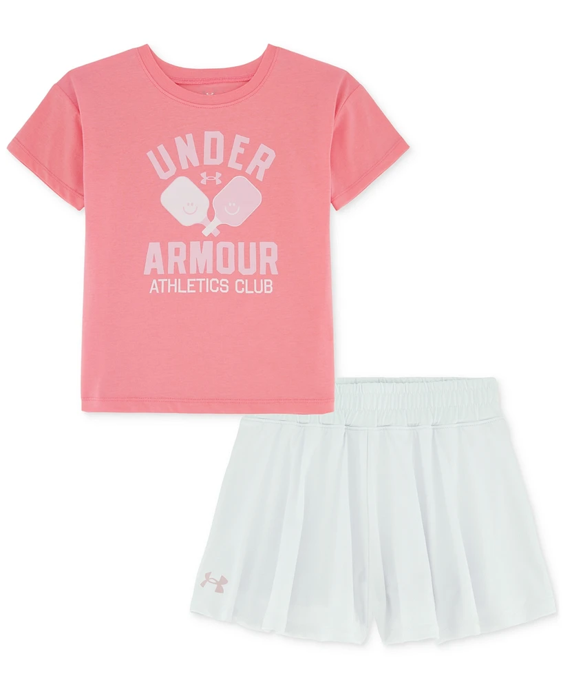 Under Armour Toddler & Little Girls T-Shirt Flare Layered-Look Shorts