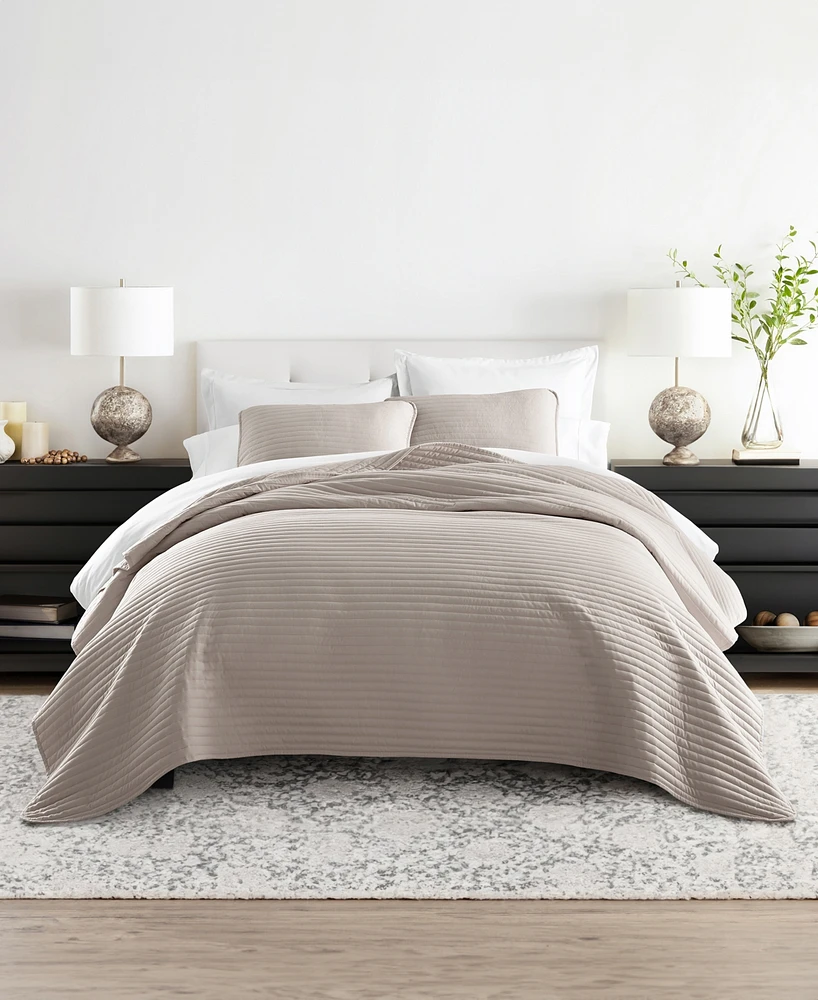 ienjoy Home Stripe Stitch 3-Pc. Quilt Set, King/California King