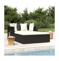 Sunbed with Cushions 71.7"x46.5"x24.8" Poly Rattan
