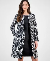Le Suit Petite Floral-Print Jewel-Neck Jacket Topper & Empire Seamed Dress