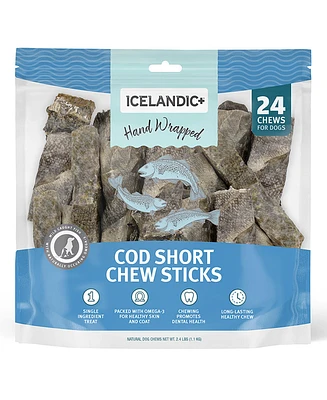 Cod Skin Hand Wrapped Dog Chew Stick: Short 5" - 24 pk