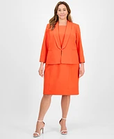 Le Suit Plus Shawl-Collar Jacket & Sleeveless Dress