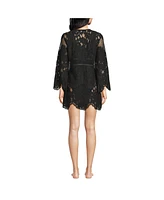 Lands' End Women's Long Sleeve Lace Mini Swim Cover-Up Dress