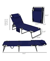 Outsunny Folding Chaise Lounge w/ Cushion, Reclining ning Chair,