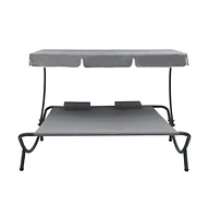 Patio Lounge Bed with Canopy and Pillows