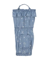 Calvin Klein Baby Girls Logo Printed Denim Romper