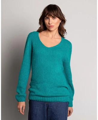 Celtic & Co. Women's Alpaca Cotton Slouch V-Neck Sweater