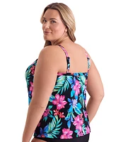 ShapeSolver by Mimi Flamingo Women's Barcelona Blues High Neck Tankini Swimsuit Top