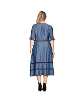 Standards & Practices Plus Tencel Denim Button Front Midi Dress