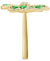 Effy Emerald (1-1/5 ct. t.w.) & Diamond (3/8 ct. t.w.) Clover Statement Ring in 14k Gold