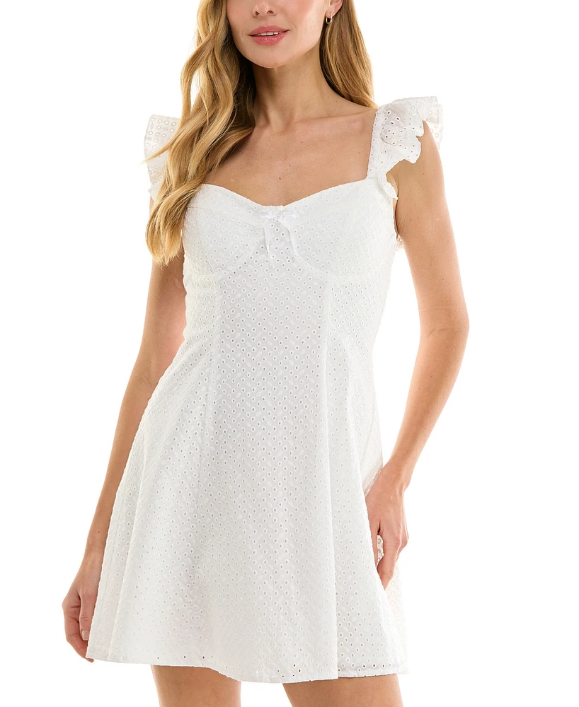 Seni & Cade Juniors' Fit Flare Eyelet Dress