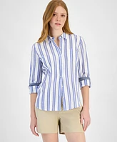 Tommy Hilfiger Women's Cotton Textured-Stripe Shirt