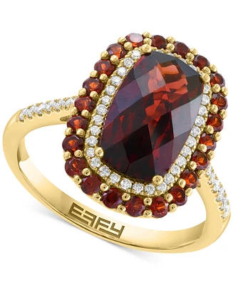 Effy Garnet (4-1/3 ct. t.w.) & Diamond (1/5 ct. t.w.) Halo Ring in 14k Gold