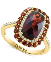 Effy Garnet (4-1/3 ct. t.w.) & Diamond (1/5 ct. t.w.) Halo Ring in 14k Gold