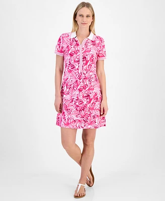 Nautica Jeans Women's Printed Zip Polo Dress