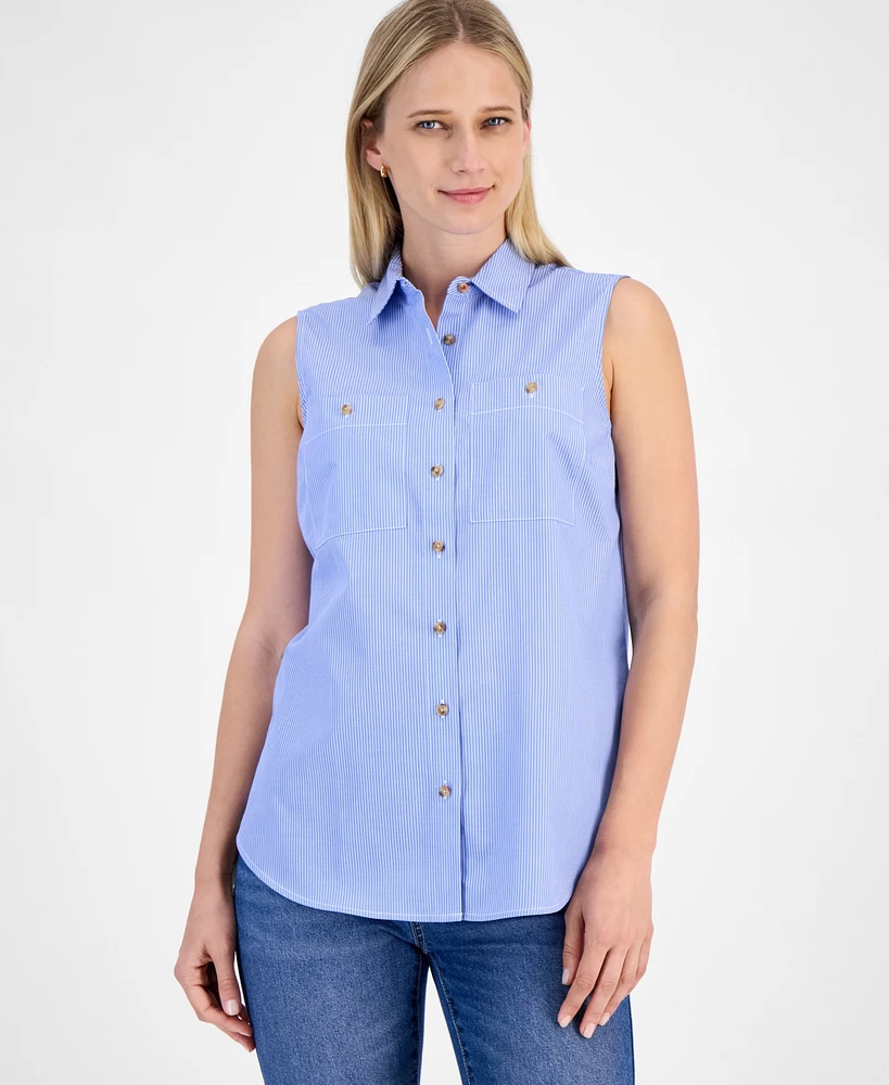 Nautica Jeans Women's Newport Cotton Sleeveless Shirt