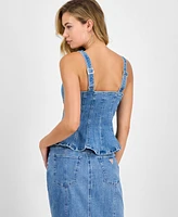 Guess Women's Anika Denim Peplum Top