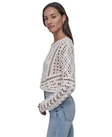 Dkny Jeans Women's Cotton Crochet Sweater - Ivy