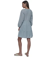 Dkny Jeans Women's Cotton Split-Neck Tiered Dress