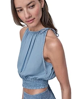 Dkny Jeans Women's Smocked-Waist Sleeveless Crop Top