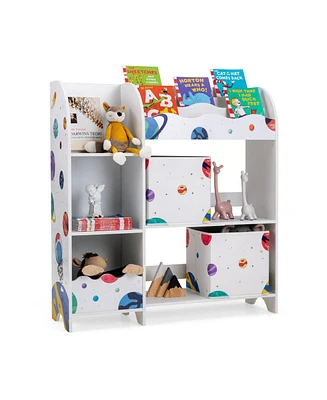 Kids Toy and Book Organizer Children Wooden Storage Cabinet with Storage Bins
