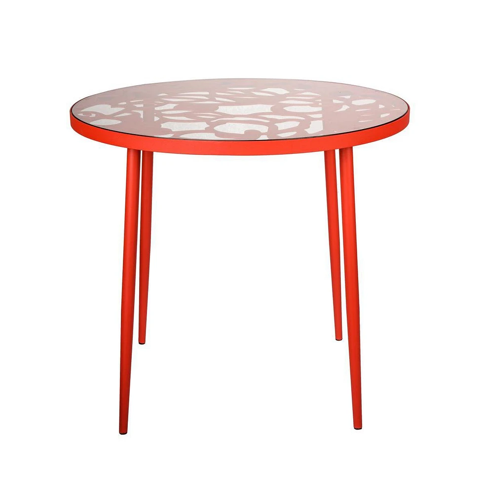 Devon Tree Design Glass Top Aluminum Base Indoor Outdoor Bistro Dining Table