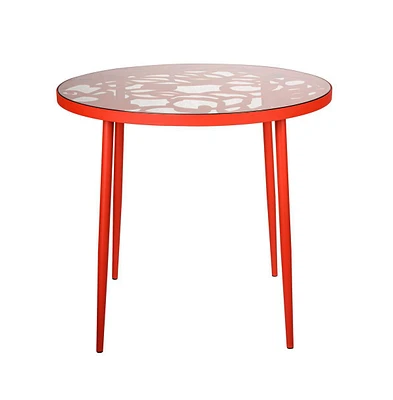 Devon Tree Design Glass Top Aluminum Base Indoor Outdoor Bistro Dining Table