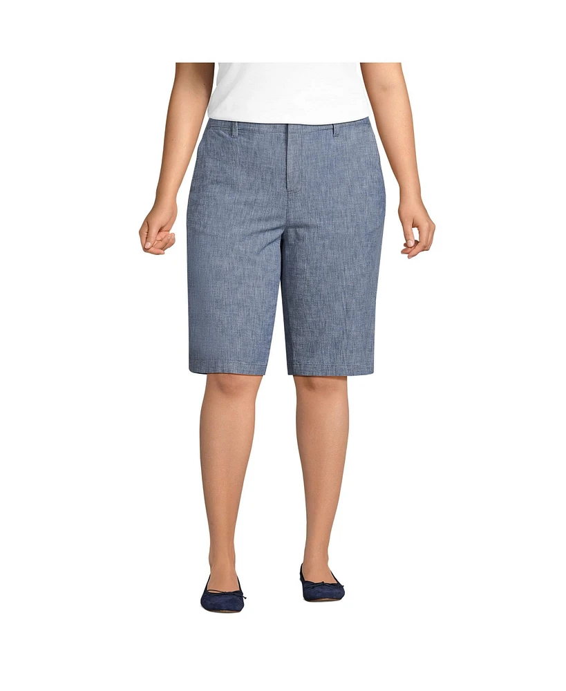 Lands' End Plus Size Classic 12" Chambray Shorts