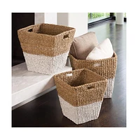 Seagrass Rectangular Storage Baskets, Set Of 3