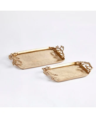 Pomegranate Branch Decorative Trays, Set Of 2
