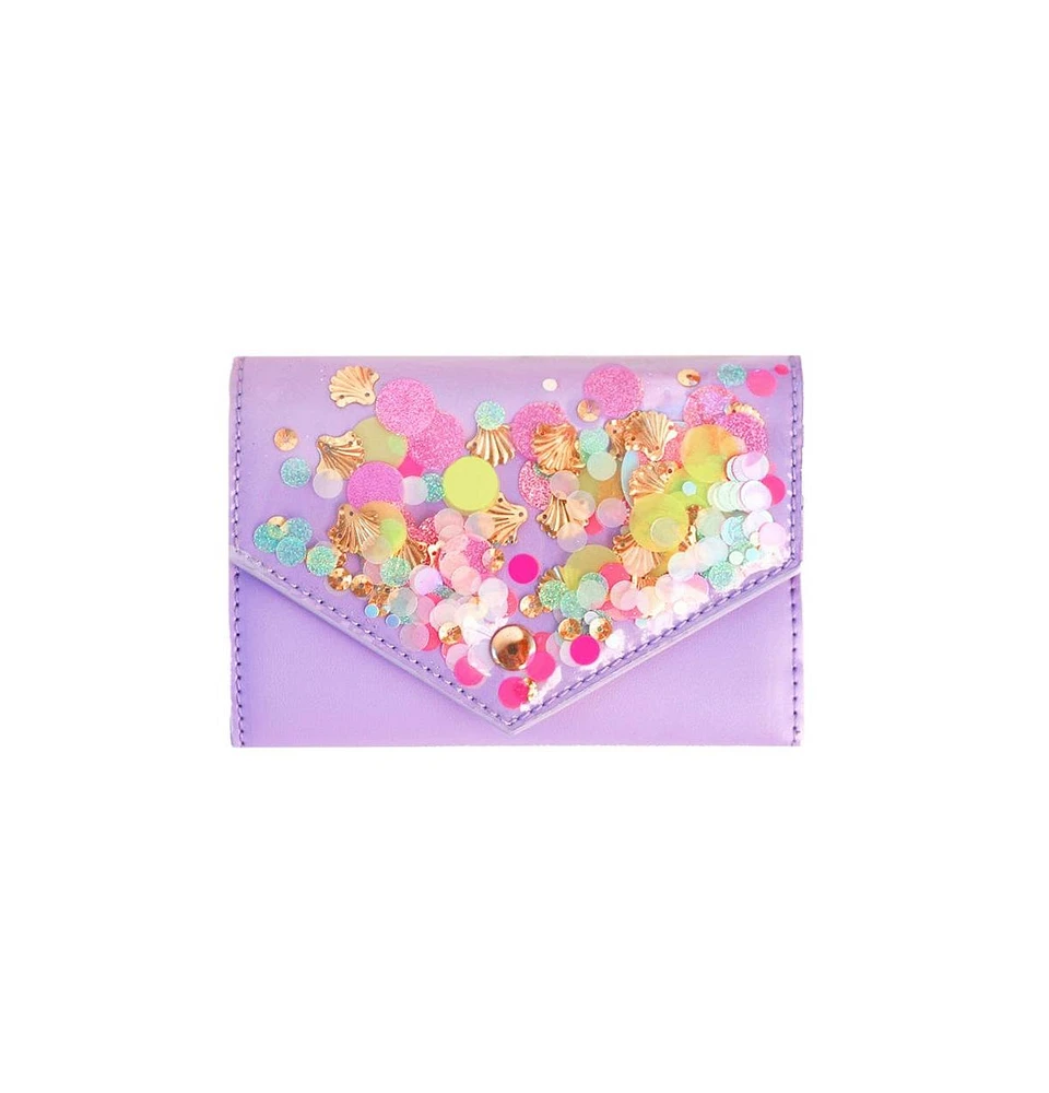 Packed Party Shellebrate Confetti Wallet, Cute Bifold Multi Card Organizer and Coin Purse With Gold Zipper for Women, Perfect Accessory For A Ladies P