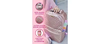 Packed Party Backpack Women's Small Fashion Shoulder Book Bag Trendy Look for Ladies at School, Work, and Travel (Pink Glitter Party)