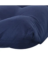 Tufted High Back Chair Cushion - 23 Inches Wide x 47 Long 300 D Olefin Fabric with Polyester Fill Blue