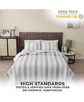 Linery & Co. Patterned Stripe Design Microfiber Quilt Set With Shams