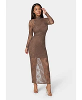 Bebe Women's Illusion Lace Maxi Dress