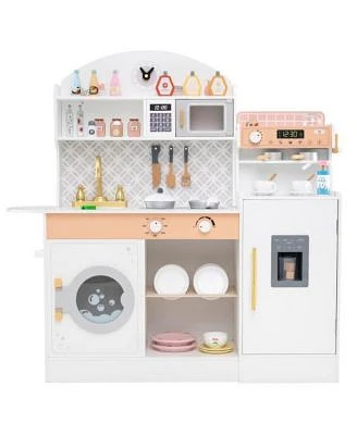 Kids Kitchen Set With Coffee Maker Accessories Fun Pretend Play Toy For Children
