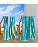 Linery & Co. 100% Cotton Jacquard 2 Pack Summer Beach Towels, 30" x 60"