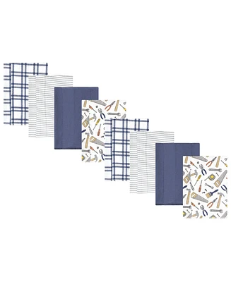 Hudson Baby Boys Cotton Poly Flannel Burp Cloths 8-Pack, Construction Work, One Size