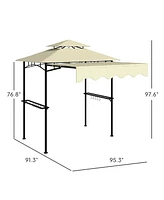 Outsunny 8' x 5' Grill Gazebo, 2-Tier Outdoor Bbq Dark