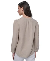 Dkny Jeans Women's Cotton Bracelet-Sleeve Henley Top