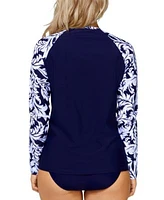 Island Escape Womens Pullover Rashguard Tummy Control Bottoms Exclusively At Macys
