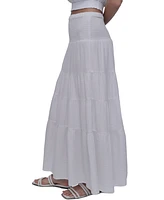 Dkny Jeans Women's Cotton Smocked-Waist Tiered Maxi Skirt