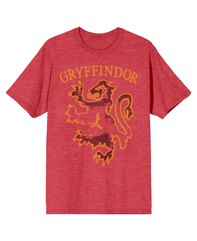 Harry Potter Men's Gryffindor Lion Emblem Red Heather