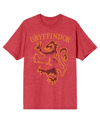 Harry Potter Men's Gryffindor Lion Emblem Red Heather