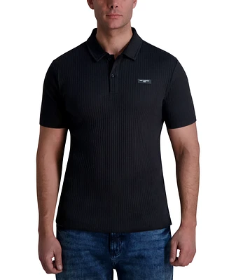 Karl Lagerfeld Paris Men's Ribbed Logo Polo Shirt