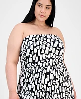 Derek Heart Trendy Plus Strapless Gathered-Waist Romper