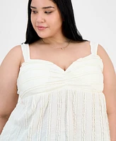 Derek Heart Trendy Plus Lace-Trim Sweetheart-Neck Tank