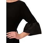 Adrianna Papell Women's Gathered-Waist Bell-Sleeve Dress