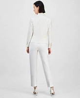 Anne Klein Womens Open Front Jacket Button Front Top Ankle Pants